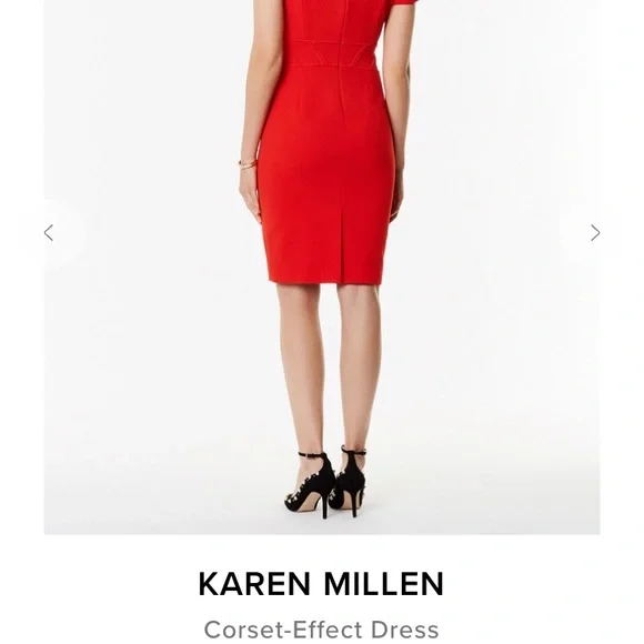 Karen Millen Red Corset Effect Dress - Picture 7 of 9